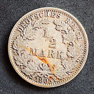 Coin Germany Moeda Alemanha 1905 1/2 Marco A 1 - 1/2 Mark