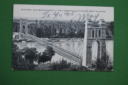 Carte Postale 1916 NIEVROZ - MONTLUEL - Pont Suspendu Sur Le Rhône - Taxée à Lyon - Montluel