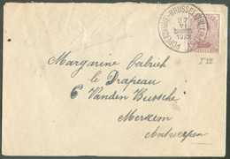 AMBULANT N°140 - 20 Centimes Em. 1915, Obl; Sc AMBULANT POPERINGHE-BRUSSEL (BRUXELLES) Sur Lettre du 27-I-1922 Vers Merx - Bahnpoststempel