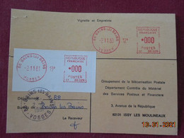 Carte De Contrôle Et D'intervention Sur Machine SATAS Du Bureau De Bains Les Bains  1981 - Cartas & Documentos