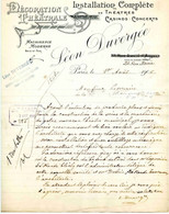 PARIS 19°  Ets Léon DUVERGEE,décoration Théatrale, Installation Complète De Théatres, Casinos, Concerts, Etc..1906 - Théâtre & Déguisements