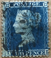 Grande Bretagne 1855, N°15, 2d. Bleu, Dentelé, Oblitéré Charnière - Usados