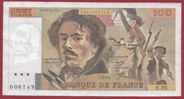 100 Francs "Delacroix" -----1980------ALPH .E.25-- (006749- Petit Numéro)-----DANS L ETAT - 100 F 1978-1995 ''Delacroix''