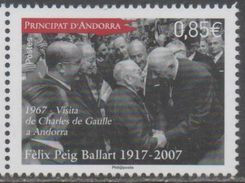 FRENCH ANDORRA, 2017, MNH,  FELIX PEIG BALLART, VISIT OF CHARLES DE GAULLE TO ANDORRA, 1v - De Gaulle (General)