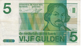 BILLETE DE HOLANDA DE 5 GULDEN DEL AÑO 1973  (BANKNOTE) VONDEL - 5 Gulden