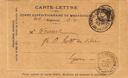 1895- CARTE-LETTRE " Corps Expéditionnaire De Madagascar " Oblit T .et P. Aux Armées 2 Madagascar 2 - Briefe U. Dokumente