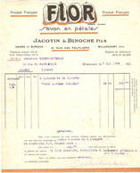 FACTURE 1924 - JACOTIN & BINOCHE FLOR SAVON EN PÉTALES PRODUIT FRANCAIS - 61 RUE DES PEUPLIERS BILLANCOURT - Droguerie & Parfumerie