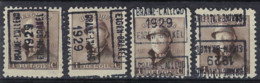 Koning Albert I Met Helm Nr. 165 Voorafgestempeld Nr. 4479 A + B + C + D  BRAINE - L'ALLEUD 1929 EIGEN - BRAKEL ! - Roulettes 1920-29