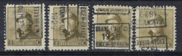 Koning Albert I Met Helm Nr. 166 Voorafgestempeld Nr. 4484 A + B + C + D  BRAINE - L'ALLEUD 1929 EIGEN - BRAKEL ! - Roulettes 1920-29