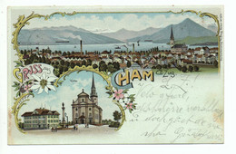 LITHO Gruss Aus CHAM Gel. 1902 N. Luzern - Cham