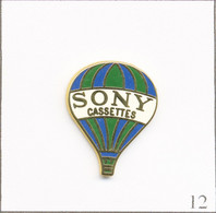 Pin's Transport - Montgolfière / Ballon Sony - Version Bleue & Verte. Estampillé Sony 1989. Zamac. T753-12 - Montgolfières