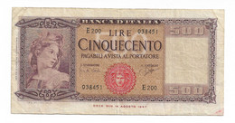 29642) 500 LIRE ITALIA ORNATA DI SPIGHE MEDUSA DECR 23 MARZO 1961- - 500 Lire