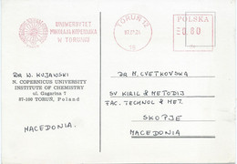 Poland 1997 Postcard - N.Copernicus University. Via Macedonia.red Metter Stamp Torun,science - Cartas & Documentos