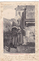 86. VOUILLÉ LA BATAILLE .COSTUME. PAYSANNE AU PUITS AVEC SON BOUC. ANNÉE 1904 + TEXTE - Vouille