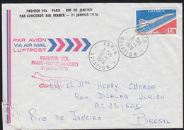 FRANCE (1976) Concorde. First Flight Envelope Paris-Rio De Janeiro, Franked With Concorder Stamp. - Lettres & Documents