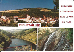 42. CPM. Loire. Rochetaillée. Vue Générale Du Village, Le Barrage Du Gouffre D'Enfer Et La Cascade (3 Vues) - Rochetaillee