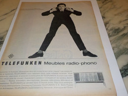 ANCIENNE PUBLICITE MEUBLE RADIO PHONO TELEFUNKEN   1962 - Otros & Sin Clasificación