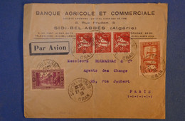 H11 ALGERIE BELLE LETTRE 1938 PAR AVION ORAN POUR PARIS FRANCE + BANDE HORIZONTALE DE T.P + AFFRANCHISSEMENT PLAISANT - Cartas & Documentos