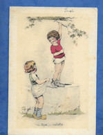 Menu Baptême Epinay Sur Orge 1932 Belle Illustration Enfants Type Lagarde Bouret Humour Grivois Un Type Culotté - Menus
