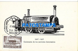 150885 ARGENTINA CANCEL YEAR 1957 CENTENARIO DE LOS SERVICIOS FERROVIARIOS TRAIN TREN  POSTAL POSTCARD - Otros & Sin Clasificación