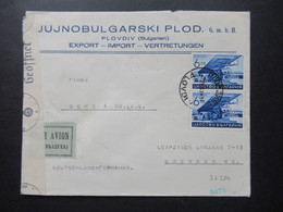 Bulgarien 1940 Luftpost OKW Zensur / Mehrfachzensur Flugzeuge Und Landschaften Nr. 380 (2) MeF Plovdiv - Dresden - Covers & Documents