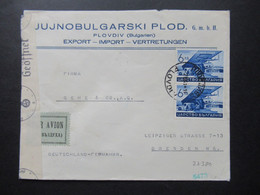 Bulgarien 1940 Luftpost OKW Zensur / Mehrfachzensur Flugzeuge Und Landschaften Nr. 380 (2) MeF Plovdiv - Dresden - Lettres & Documents