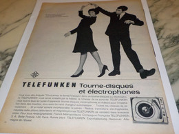 ANCIENNE PUBLICITE TOURNE DISQUES TELEFUNKEN   1962 - Otros & Sin Clasificación