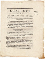 Decret De La Convention Nationale, Du 19 & 29 Septembre 1793, L'an 2 De La République Française, Une & Indivisible. - Décrets & Lois