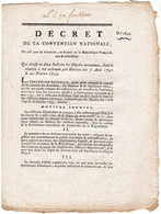 Decret De La Convention Nationale, Du 12e. Jour De Brumaire, L'an 2 De La République Française, Une & Indivisible. - Décrets & Lois