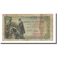 Billet, Espagne, 5 Pesetas, 1945-06-15, KM:129a, TB - 5 Peseten