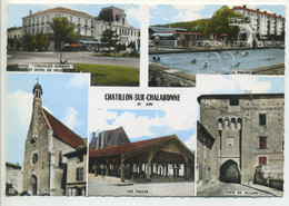 CPSM 01 CHATILLON Sur CHALARONNE - Multivues Multi Vues, Hôtels, Piscine, Eglise, Halles, Porte Villars - (peu Commune) - Châtillon-sur-Chalaronne