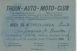 Thuin  Auto Moto Club , Carte De Membre Pour 1955 - Thuin