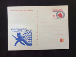 CDV 197 1983 6° Congrès Des Pompiers Tchécoslovaques Flammes Feu Lance Incendie - Cartes Postales