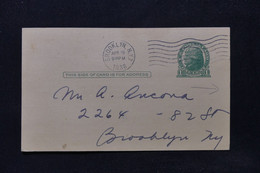 ETATS UNIS - Entier Postal Avec Repiquage De New York Au Verso Pour New York En 1938  - L 84433 - 1921-40