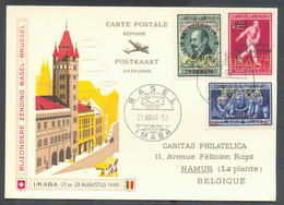 PR 95/97 (E. VANDERVELDE) Perforés IMABA obl. Dc BASEL IMABA Sur Carte Du 21-VIII-1948 Vers Namur- TB - 17024 - Private & Local Mails [PR & LO]