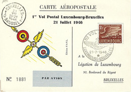 Luxembourg 1946 Vol Postal Bruxelles ¦ Postal Flight ¦ Flugpost - Storia Postale