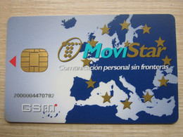 MoviStar Map Of West Europe,fixed Chip,backside With Philips And Moreno Double Logo - Telefonica