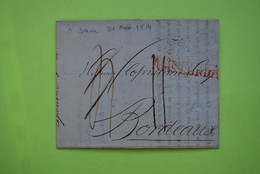 Lettre Du DANEMARK - Amsterdam Du 21 Novembre 1814 à Destination De BORDEAUX - Taxation "4" Rectifiée "11" - ...-1851 Préphilatélie