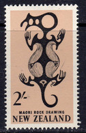 New Zealand 1960 2/- Maori Rock Carving Definitive, Hinged Mint, SG 796 - Gebruikt