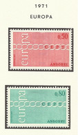 ANDORRE EUROPA 1971 N° 212 213 NEUFS * Avec Charnière MH - Other & Unclassified