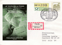 BRD,  PU 117 C2/010,  BuSchl 80, Essen, Automatenmarken Handbuchkatalog - Enveloppes Privées - Oblitérées