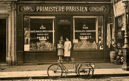 Paris * Carte Photo * Devanture Primistère Parisien Vins Epicerie Dépô R.B. * Tricycle * Commerce Magasin - Autres & Non Classés