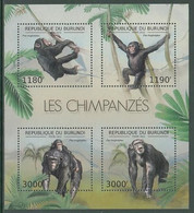Chimpanzee Chimpanzees Animals Burundi MNH M/S Of 4 Stamps 2012 - Schimpansen
