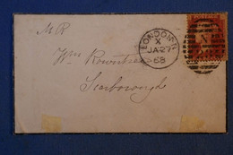 H14 GRANDE BRETAGNE BELLE LETTRE MIGNONETTE 1868 LONDON POUR SEAR..?? + AFFRANCHISSEMENT INTERESSANT - Storia Postale