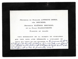1939 SAINT JEAN DE LUZ - MARGUERITE BOURDIL NEE CALMON DECEDEE ACCIDENTELLEMENT LE 4/11/1939 - AVIS DE DECES - Obituary Notices
