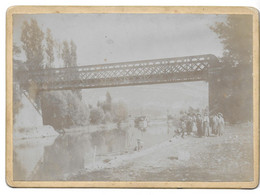 CHANAZ PONT DE PORTOU BATEAU A VAPEUR APPROCHANT UN PONT METALLIQUE - CDV PHOTO 18*13 CM - Schiffe