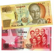 Ghana (BOG) 1 & 2 Cedis 2010 Comm. UNC Cat No. P-37c, 37Aa / GH145c,150a - Ghana