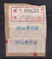 CHINA CHINE CINA GUANGXI NAPO 533900 POSTAL ADDED CHARGE LABELS (ACL)  X2 - Sonstige & Ohne Zuordnung