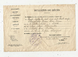 Bulletin De Décés , Vienne , LATILLE , 1939,  Frais Fr 1.75 € - Zonder Classificatie