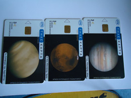 GREECE  USED 3 CARDS  PLANET  SPACE 2SCAN - Raumfahrt